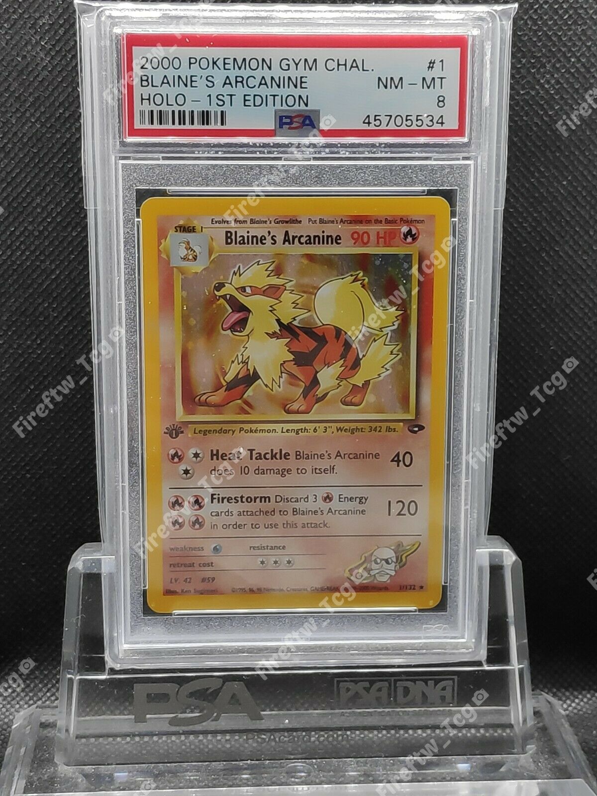 Pokemon Card Gym Challenge 1st Edition PSA 8 MINT Blaines Arcanine Holo 1132