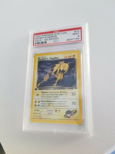 PSA 9 1st Edition Rockets Zapdos Holo 15132  Gym Challenge Pokemon Card MINT