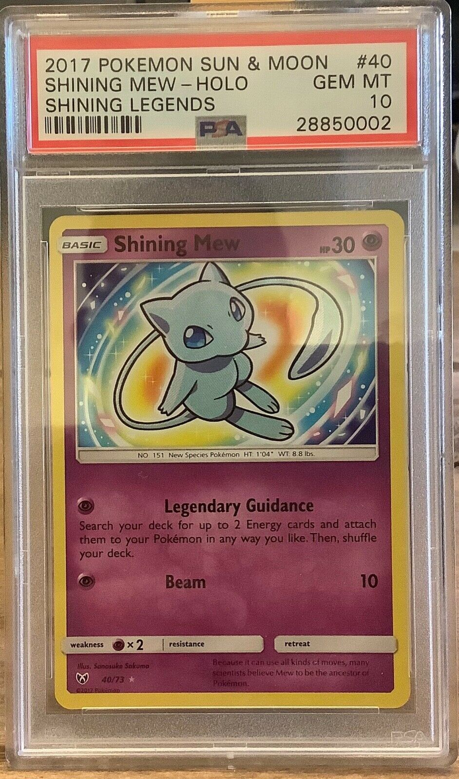 2017 Pokemon Sun  Moon Shining Legends  no40 Shining Mew PSA10 Rare