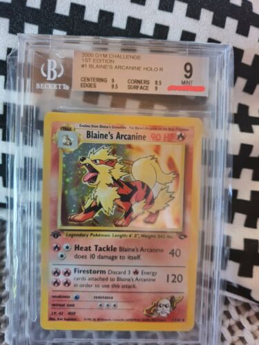 Pokemon Blaines Arcanine 1Edition Holo Beckett 9 PSA 10