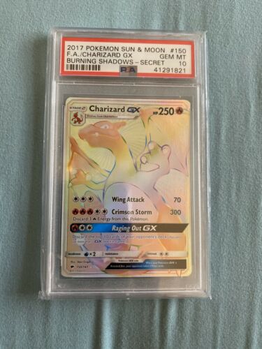  Pokemon Charizard GX Hyper Secret Rare Burning Shadows 150147 PSA 10 GEM MINT