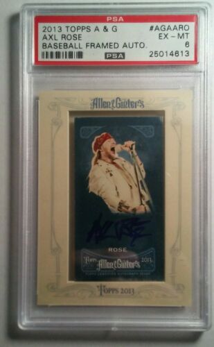 2013 TOPPS ALLEN  GINTERS AXL ROSE AUTOGRAPH PSA GUNS N ROSES BASEBALL framed