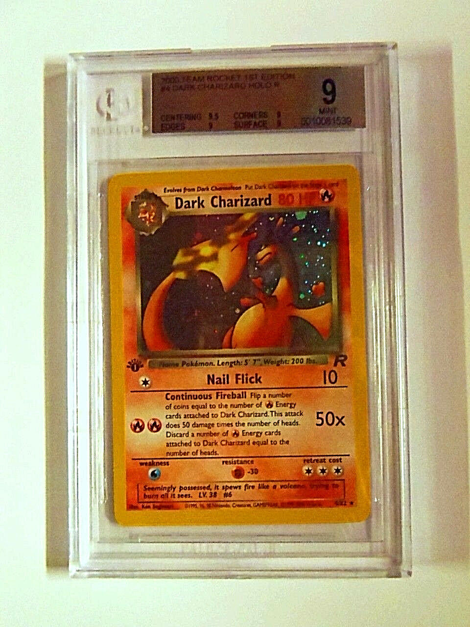 POKEMON 2000 Team Rocket 1st Edition DARK Charizard 482 Card BGS 9MT 0010081539