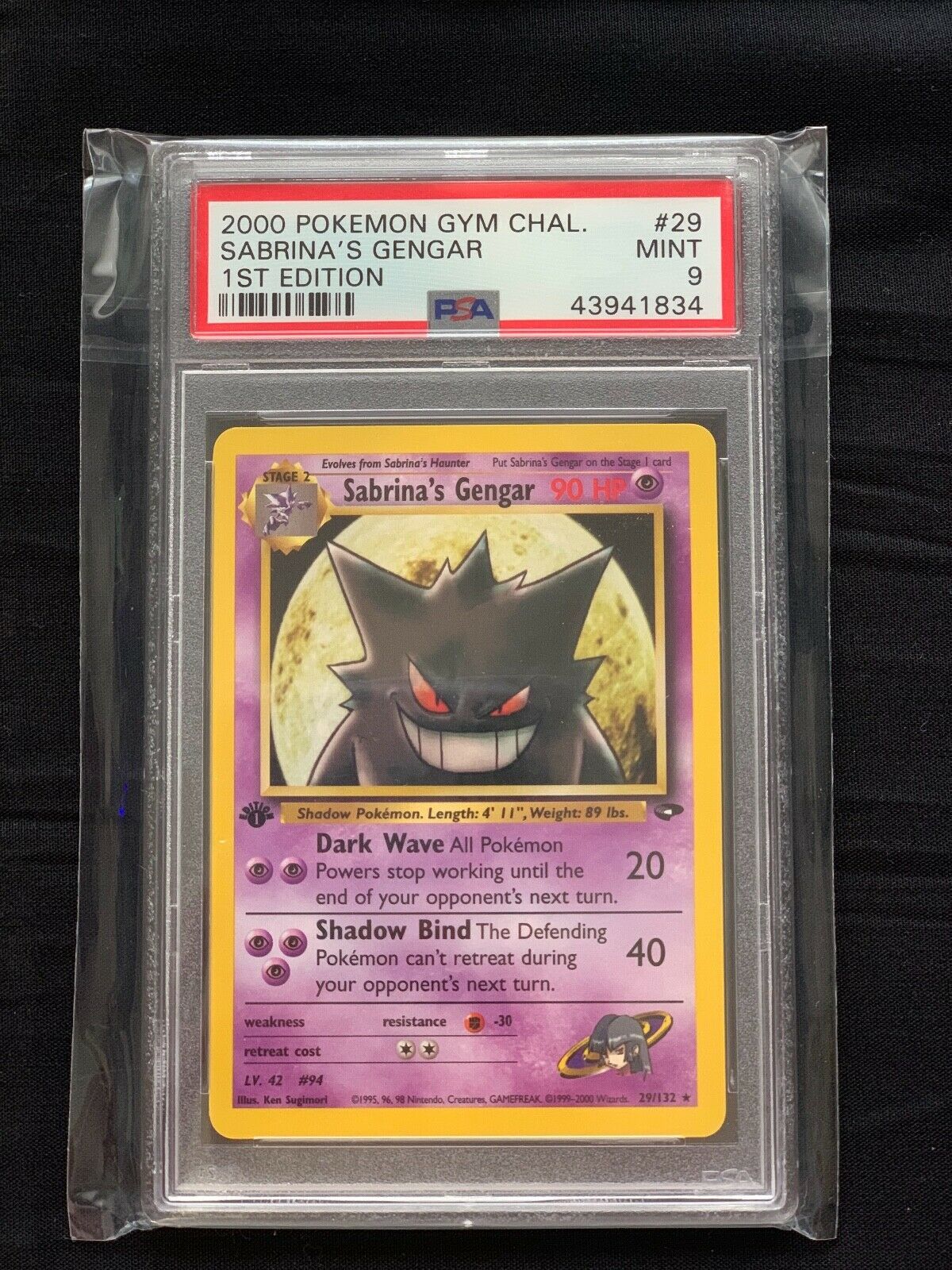 PSA 9 Sabrinas Gengar Gym Challenge 1st Edition Pokemon Card Mint Condition 