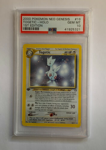 PSA 10 GEM MINT 1st edition Togetic 16111 Neo Genesis HOLO RARE Pokemon Card