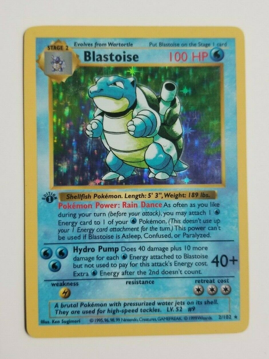 Pokemon Card Blastoise 2102 1st Edition Shadowless Excellent 