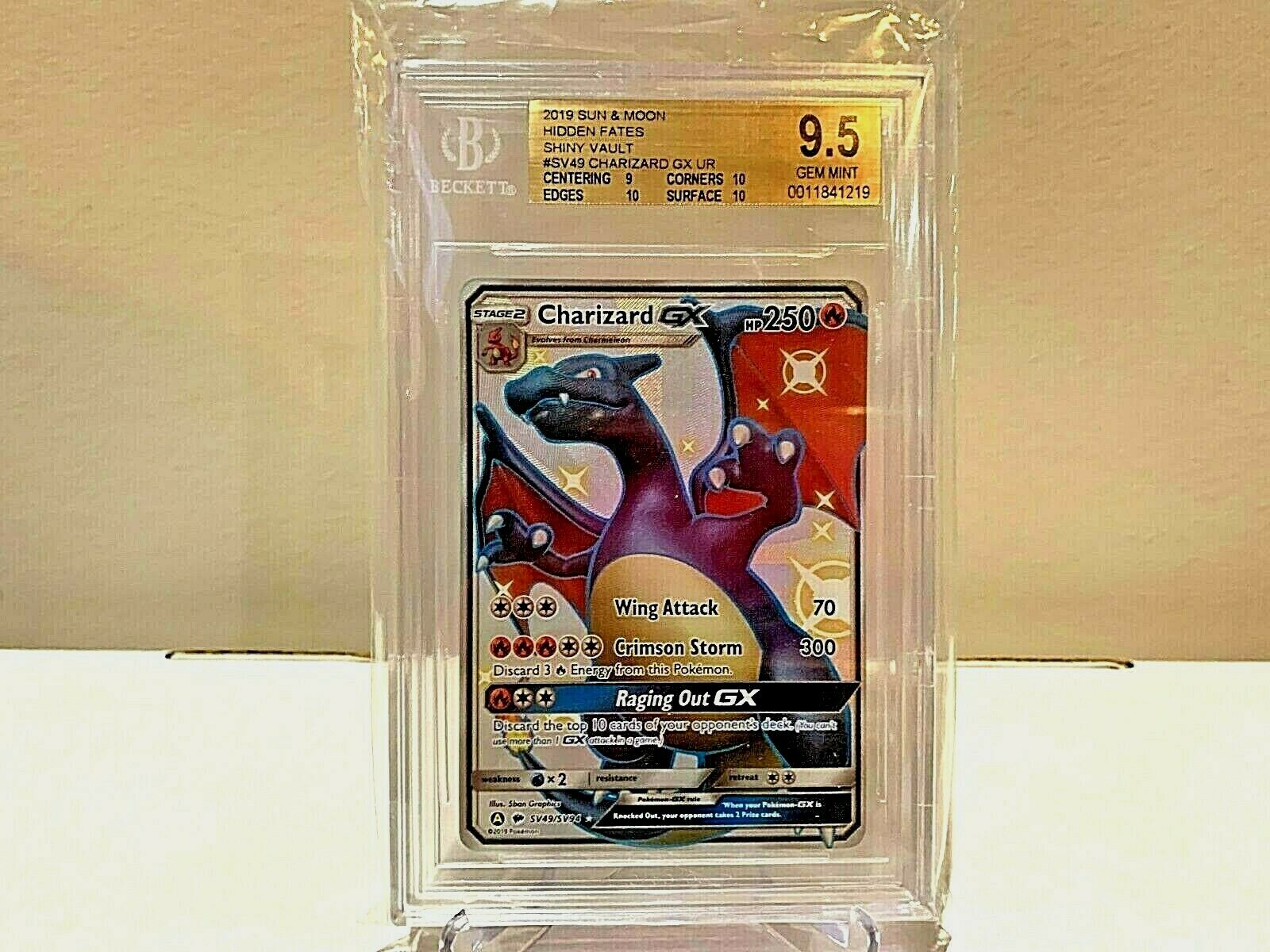 Pokemon BGS 95 PSA 10 Pristine Shiny CHARIZARD SV49 Sun  Moon Hidden Fates GX