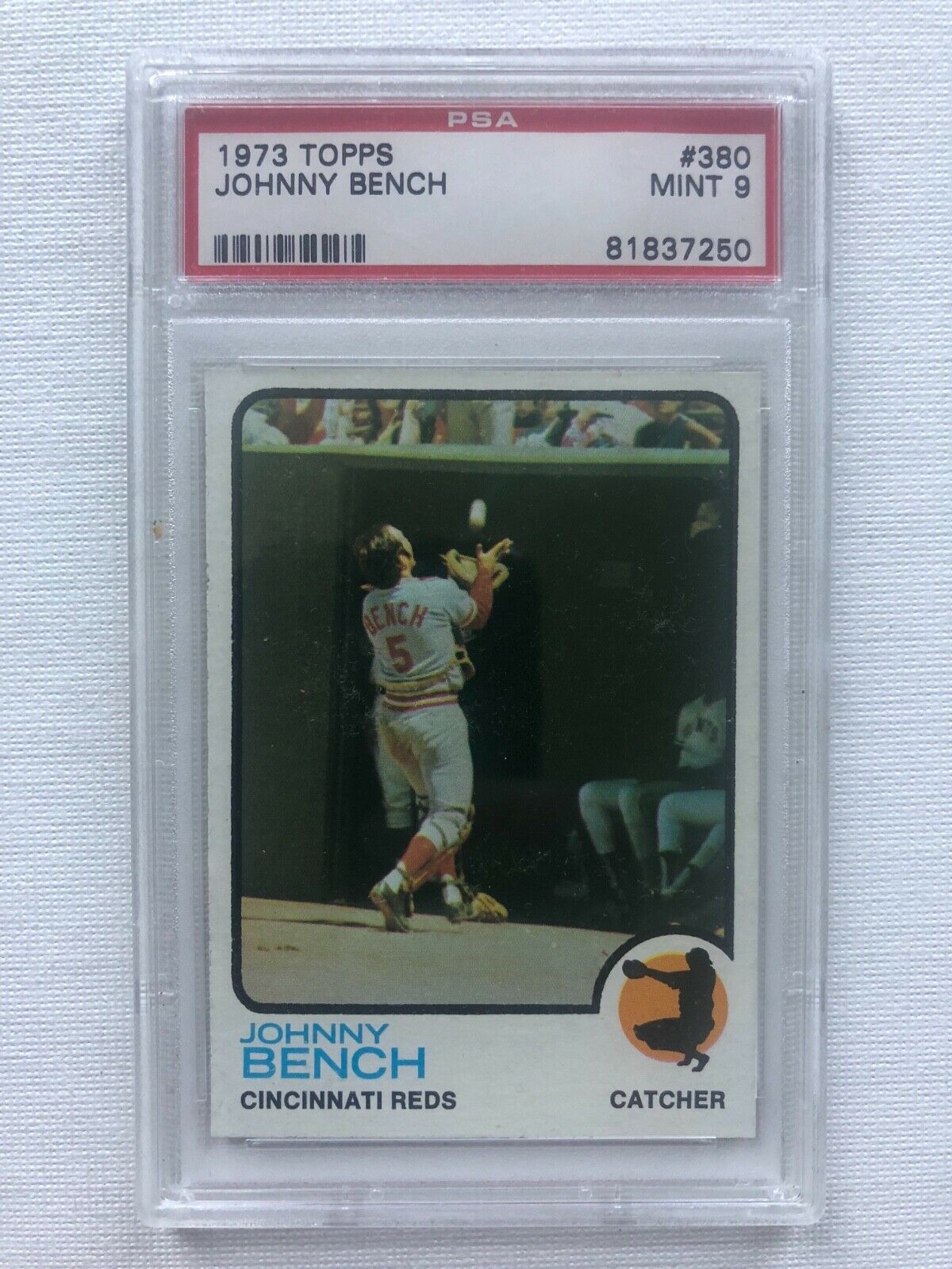 1973 TOPPS BASEBALL JOHNNY BENCH 380 PSA 9 MINT CINCINNATI REDS  5050 CENTER