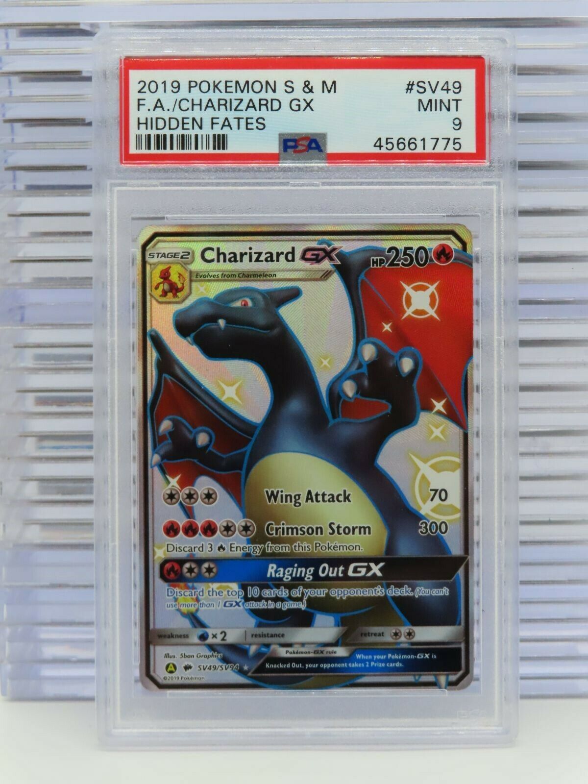 2019 Pokemon Sun  Moon Charizard GX Foil Hidden Fates SV49 PSA 9 MINT L4