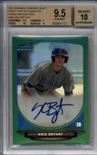 KRIS BRYANT 2013 BOWMAN CHROME GREEN REFRACTOR ROOKIE AUTO 75 BGS 9510 F5630