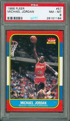 1986 Fleer Michael Jordan 57 PSA 8 Rookie Bulls HOF 5050 Centering Pack Fresh