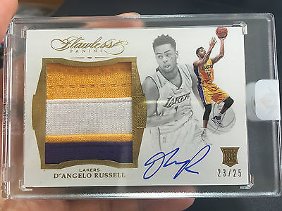 201516 PANINI FLAWLESS DANGELO RUSSELL RC 3 COLOR PATCH AUTO RPA 2325 LAKERS