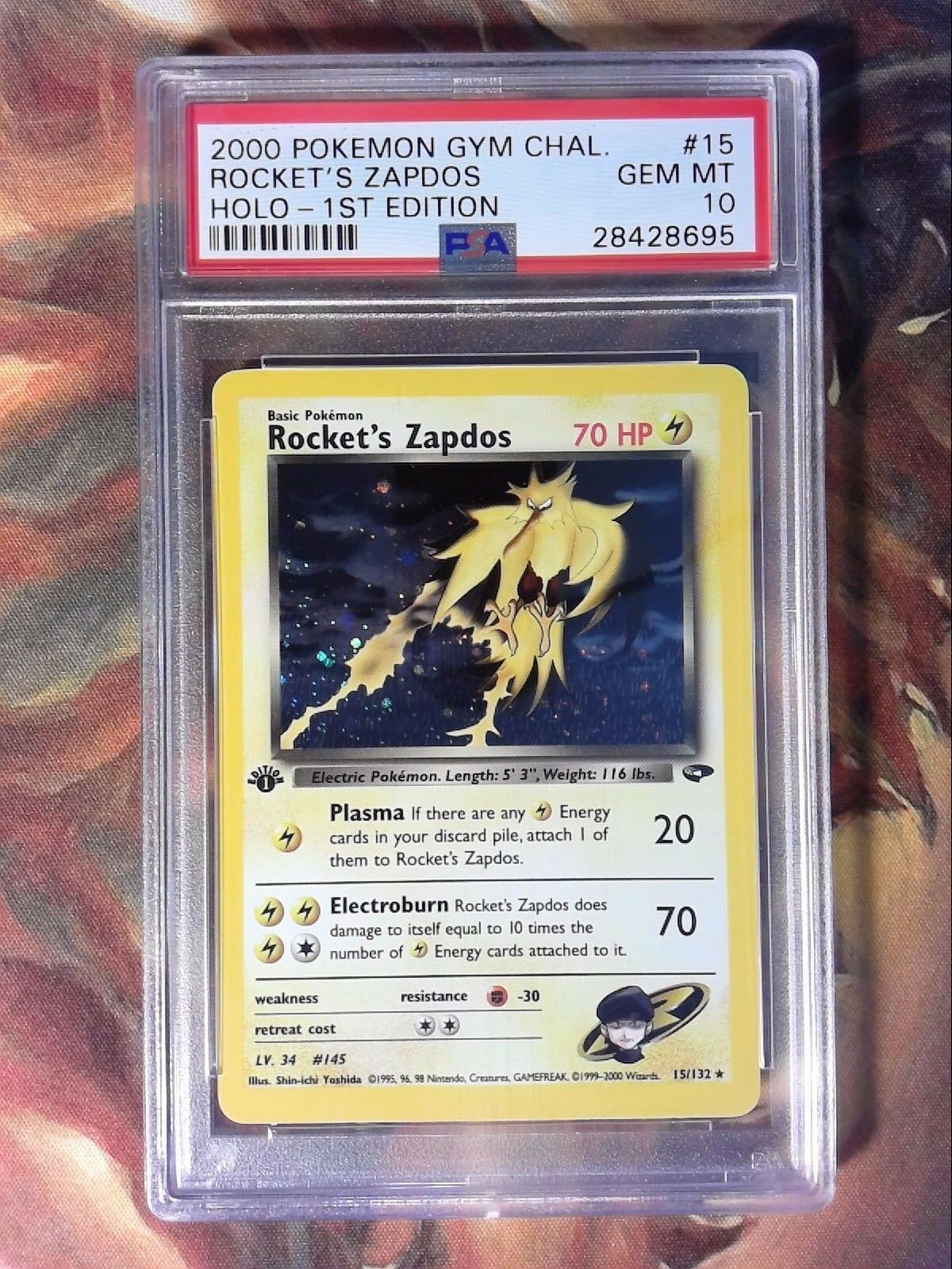 1st Edition Pokemon card Psa 10 Gym Challenge HOLO Rockets Zapdos 15132 WOTC