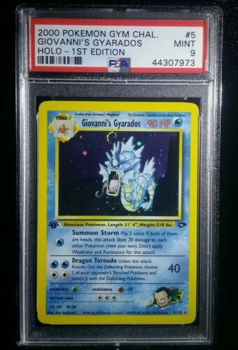 1st Ed Giovannis Gyarados Holo Rare Pokemon Card Gym Challenge PSA 9 MINT