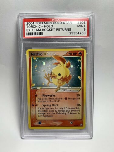 2004 Pokemon EX Team Rocket Returns Gold Star Holo Torchic 108 PSA 9 MINT