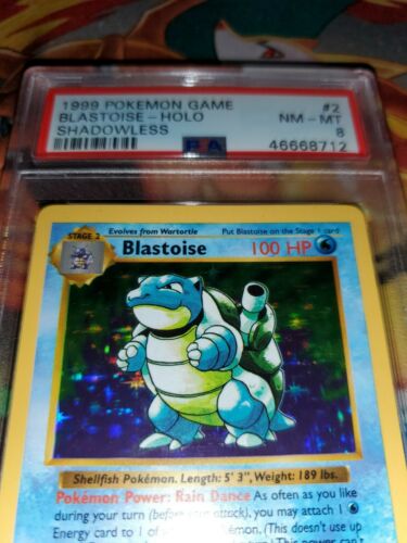 1999 Pokemon Game Shadowless Holo Blastoise 2 PSA 8 NMMT