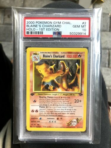 2000 Pokemon Gym Challenge 1st Edition Holo Blaines Charizard 2 PSA 10