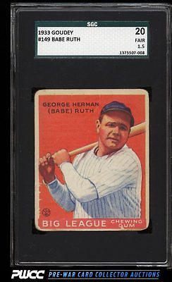 1933 Goudey Babe Ruth 149 SGC 1520 FR PWCC