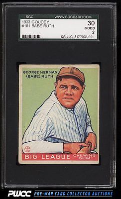 1933 Goudey Babe Ruth 181 SGC 230 GD PWCC