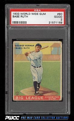 1933 Goudey World Wide Gum Babe Ruth 80 PSA 2 GD PWCC