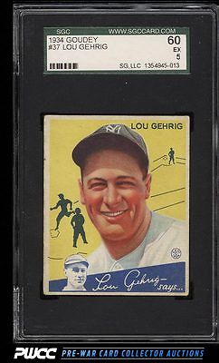 1934 Goudey Lou Gehrig 37 SGC 560 EX PWCC