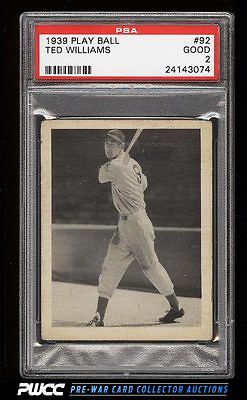 1939 Play Ball Ted Williams ROOKIE RC 92 PSA 2 GD PWCC