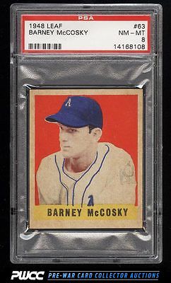 1948 Leaf Barney McCosky SHORT PRINT 63 PSA 8 NMMT PWCC