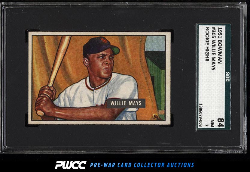 1951 Bowman Willie Mays ROOKIE RC 305 SGC 784 NRMT PWCC