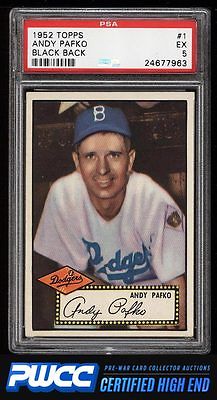 1952 Topps Andy Pafko BLACK BACK 1 PSA 5 EX PWCCHE