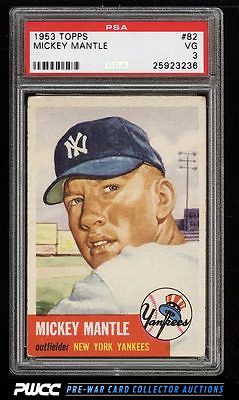 1953 Topps Mickey Mantle SHORT PRINT 82 PSA 3 VG PWCC