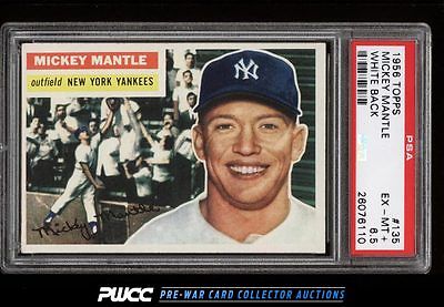 1956 Topps Mickey Mantle WHITE BACK 135 PSA 65 EXMT PWCC