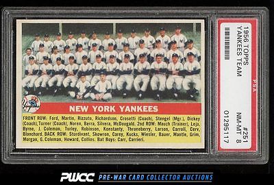 1956 Topps Yankees Team 251 PSA 8 NMMT PWCC