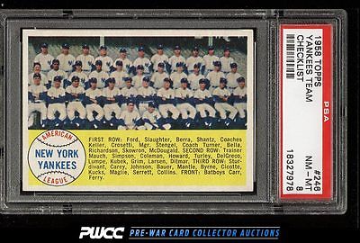 1958 Topps Yankees Team CHECKLIST 246 PSA 8 NMMT PWCC