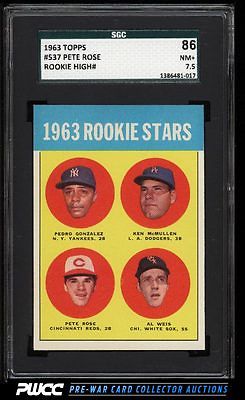 1963 Topps Pete Rose ROOKIE RC 537 SGC 7586 NRMT PWCC