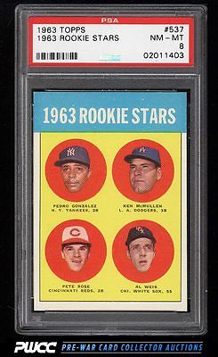 1963 Topps Pete Rose ROOKIE RC 537 PSA 8 NMMT PWCC