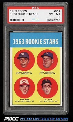 1963 Topps Pete Rose ROOKIE RC 537 PSA 8 NMMT PWCC