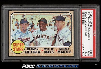 1968 Topps Mickey Mantle Willie Mays Killebrew PSADNA AUTO 490 PSA 55 PWCC