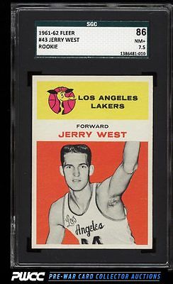 1961 Fleer Basketball Jerry West ROOKIE RC 43 SGC 7586 NRMT PWCC