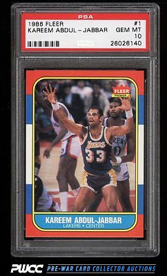 1986 Fleer Basketball Kareem AbdulJabbar 1 PSA 10 GEM MINT PWCC