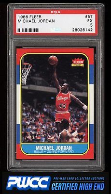 1986 Fleer Basketball Michael Jordan ROOKIE RC 57 PSA 5 EX PWCCHE