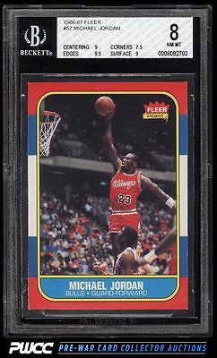 1986 Fleer Basketball Michael Jordan ROOKIE RC 57 BGS 8 NMMT PWCC