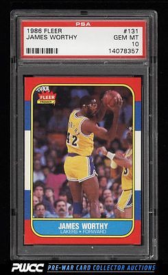 1986 Fleer Basketball James Worthy ROOKIE RC 131 PSA 10 GEM MINT PWCC