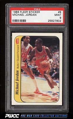 1986 Fleer Sticker Michael Jordan ROOKIE RC 8 PSA 9 MINT PWCC