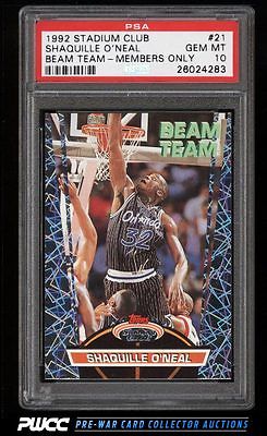 1992 Stadium Club Beam Team Members Only Shaquille ONeal ROOKIE PSA 10 PWCC