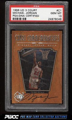 1996 UD 3 Court Commemoratives Michael Jordan PSADNA AUTO PSA 10 GEM MT PWCC