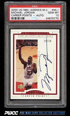 2000 UD Legends Master Collection Michael Jordan AUTO 50 ML1 PSA 10 PWCC