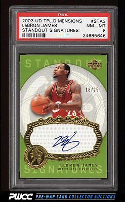 2003 UD Triple Dimensions Standout LeBron James ROOKIE RC AUTO 25 PSA 8 PWCC