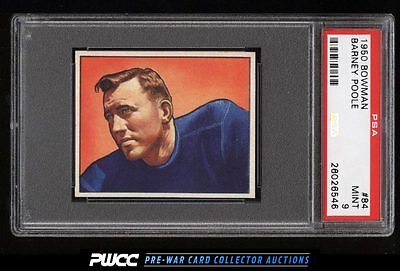 1950 Bowman Football Barney Poole 84 PSA 9 MINT PWCC