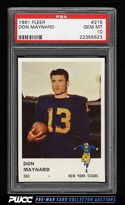 1961 Fleer Football Don Maynard ROOKIE RC 215 PSA 10 GEM MINT PWCC