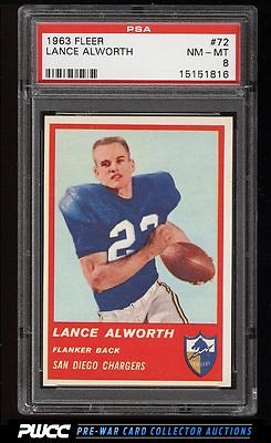 1963 Fleer Football Lance Alworth ROOKIE RC 72 PSA 8 NMMT PWCC